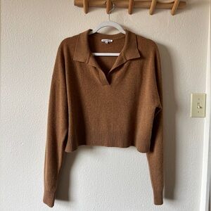 reformation cashmere crop polo sweater